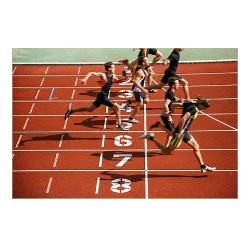 A sprinter crossing the finish line